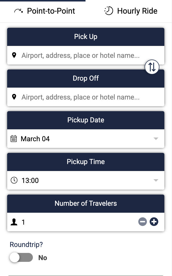 Embedded transfer booking widget
