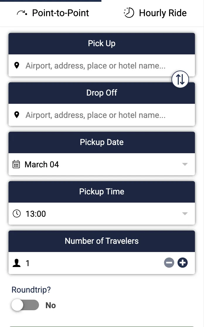 Widget di prenotazione transfer incorporato
